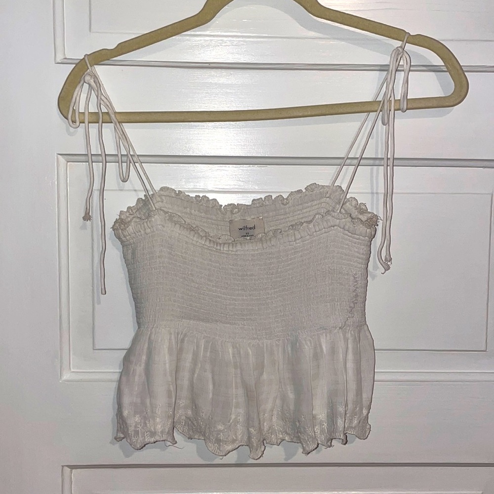 Wilfred aritzia strapless crop top